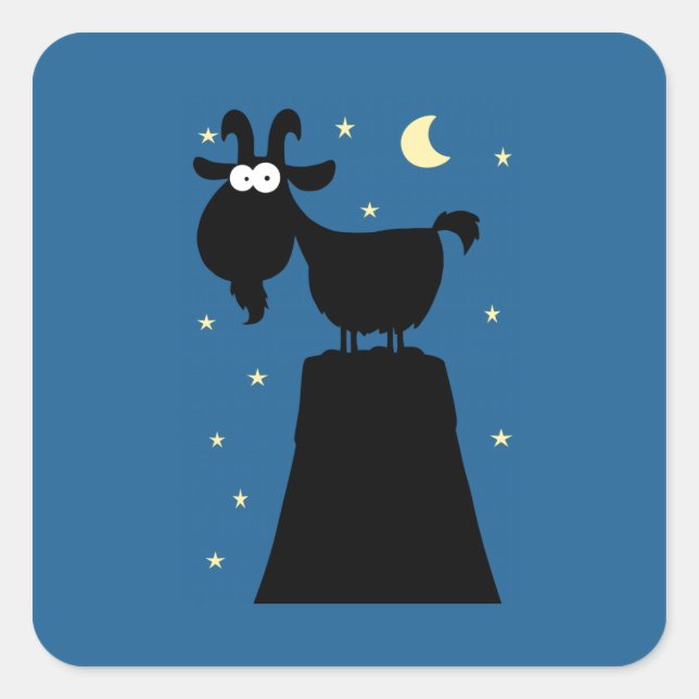 Silhouette of Goat on Mountain Square Sticker (Front)