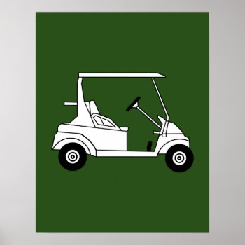 Silhouette Of Golf Cart Print On Green by astralcity at Zazzle