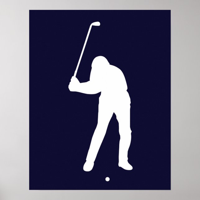 Silhouette of golfer about to hit golf ball print (Front)