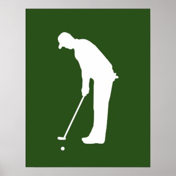 Silhouette Of Golfer About To Hit Golf Ball Print by astralcity at Zazzle