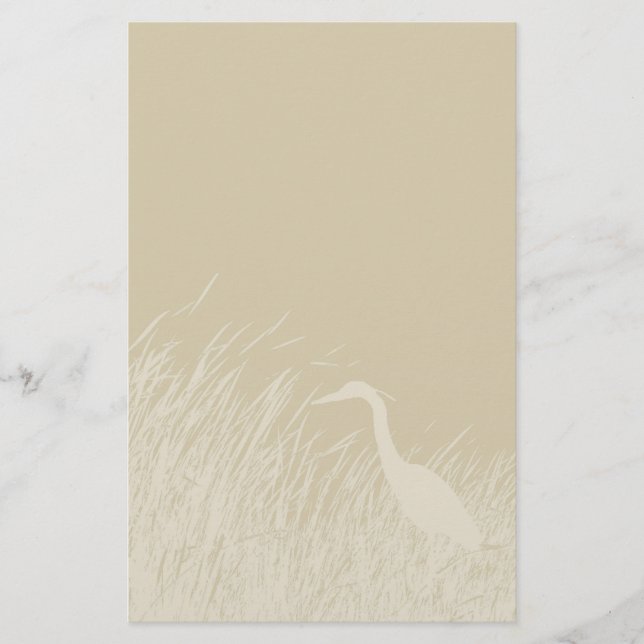 Silhouette of Great Blue Heron in marsh grass Stationery (Front)