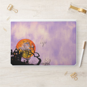 Silhouette of Haunted House Under a Full Moon HP Laptop Skin