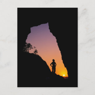 Silhouette of hiker, Point of the Arches, Postcard