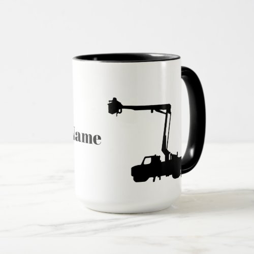 Silhouette of Lineman Truck and Linemen Mug       