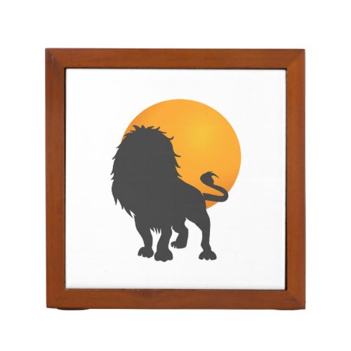 Silhouette of lion _ Choose background color Desk Organizer