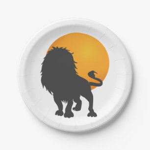 Silhouette of lion - Choose background color Paper Plates