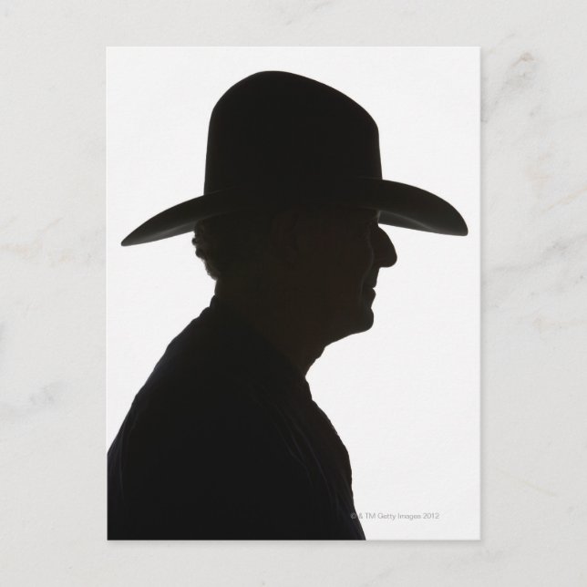 Silhouette of man in profile wearing traditional postcard (Front)