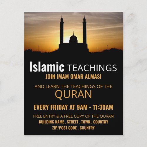 Silhouette of Mosque Islamic Teaching Advertising Flyer