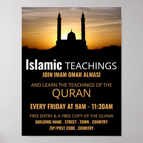 Silhouette of Mosque Islamic Teaching Advertising Poster