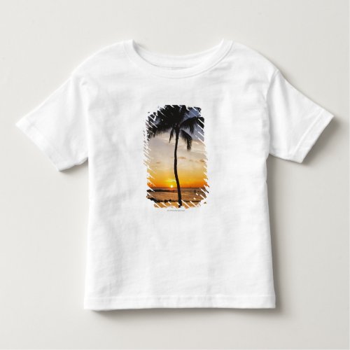 Silhouette of one Palm Tree by a Red Orange Sunset Toddler T_shirt