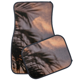 Silhouette of palm tree car floor mat