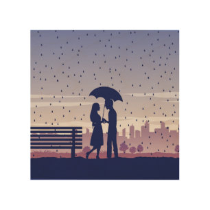 Silhouette of people wood wall art