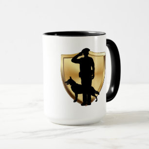 Silhouette of Policeman and K-9 Dog Mug