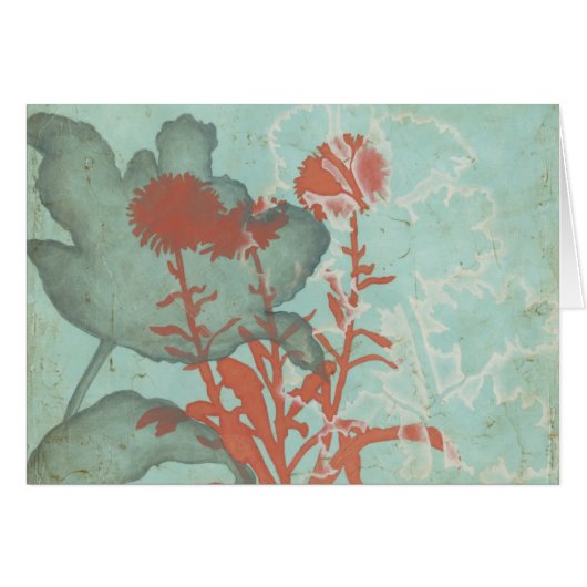 Silhouette of Red Flowers on Teal Background Cards (Front Horizontal)