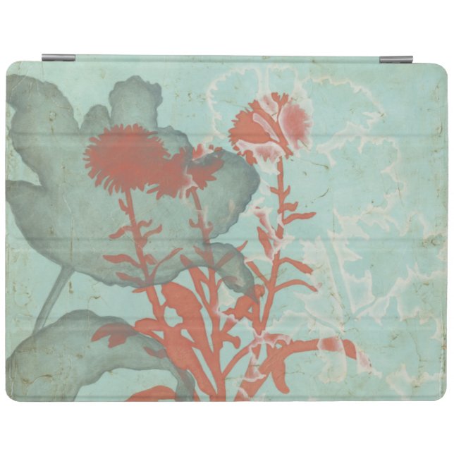 Silhouette of Red Flowers on Teal Background iPad Smart Cover (Horizontal)
