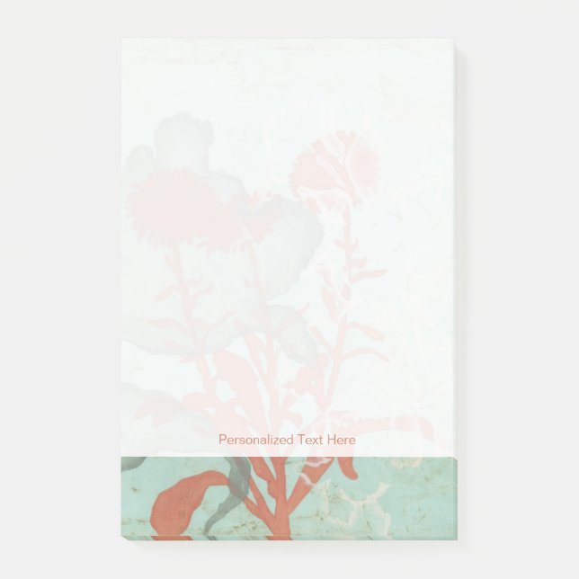 Silhouette of Red Flowers on Teal Background Post-it Notes (Front)