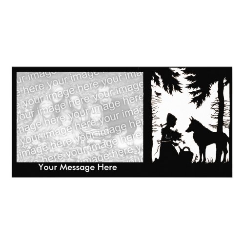 Silhouette of Red Riding Hood Wolf Under Trees Card