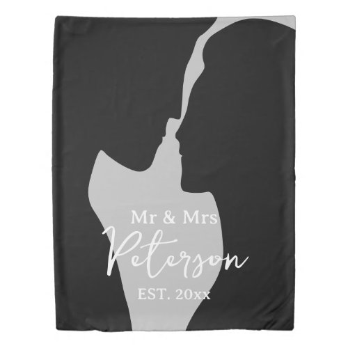 Silhouette of romantic couple custom wedding gift duvet cover