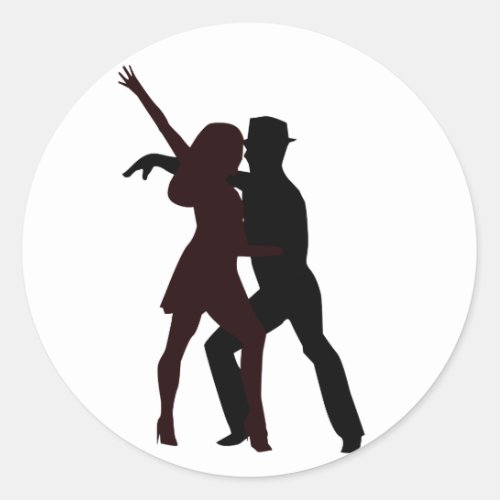 Silhouette of Salsa Dancers Classic Round Sticker
