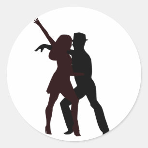 Silhouette of Salsa Dancers Classic Round Sticker