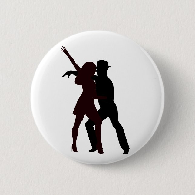 Silhouette of Salsa Dancers Pinback Button (Front)