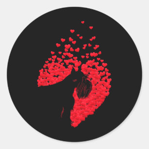 Silhouette Of Schnauzer Dog With Heart Happy Valen Classic Round Sticker