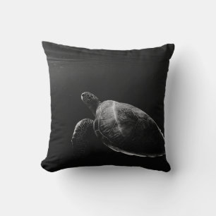 SILHOUETTE OF SEA TURTLE UNDERWATER THROW PILLOW