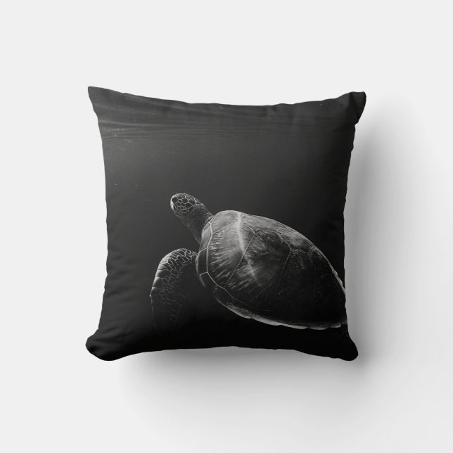 SILHOUETTE OF SEA TURTLE UNDERWATER THROW PILLOW (Front)
