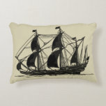 Silhouette of Ship with Billowing Sails Accent Pillow