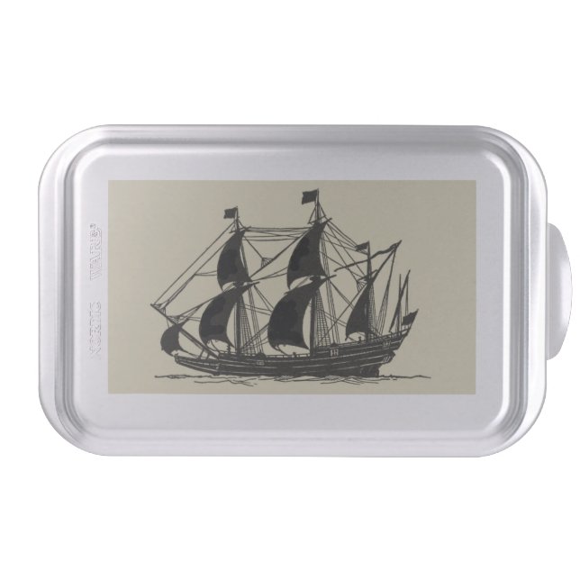 Silhouette of Ship with Billowing Sails Cake Pan (Front)