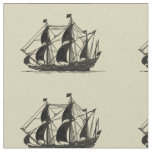 Silhouette of Ship with Billowing Sails Fabric