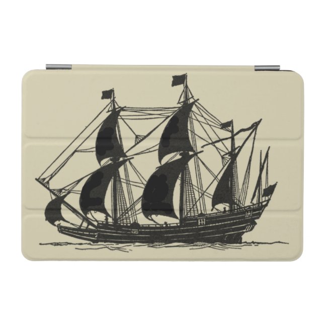 Silhouette of Ship with Billowing Sails iPad Mini Cover (Horizontal)