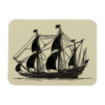 Silhouette of Ship with Billowing Sails Magnet