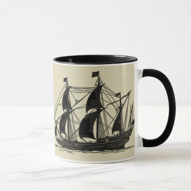 Silhouette of Ship with Billowing Sails Mug (Right)