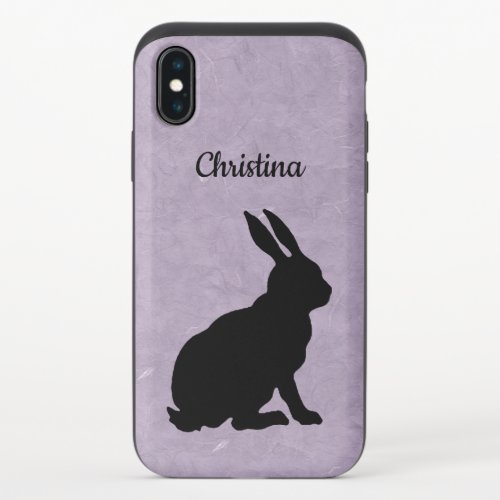 Silhouette of Sitting Black Rabbit Pretty Purple iPhone X Slider Case