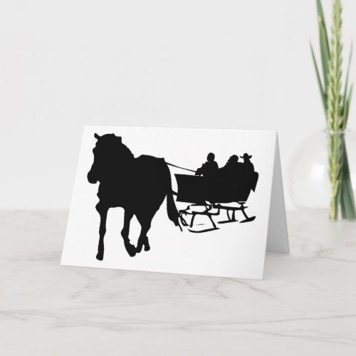 Silhouette of Sleigh Ride in Winter Holiday Card