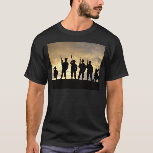 Silhouette of Soldiers in 101st Airborne Division T_Shirt