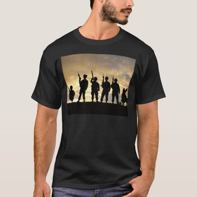 Silhouette of Soldiers in 101st Airborne Division T-Shirt (Front)
