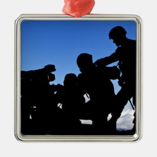 Silhouette of soldiers metal ornament