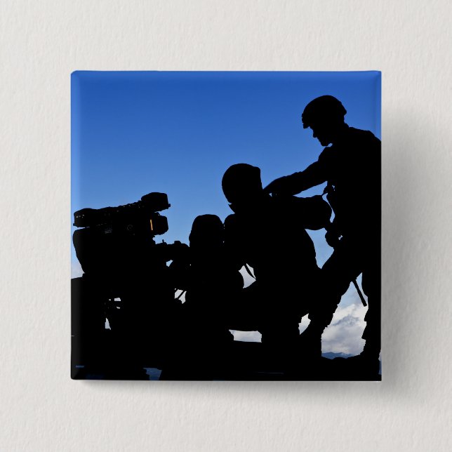 Silhouette of soldiers pinback button (Front)