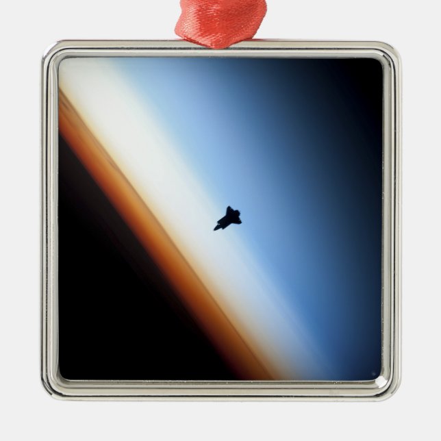Silhouette of space shuttle Endeavour Metal Ornament (Front)