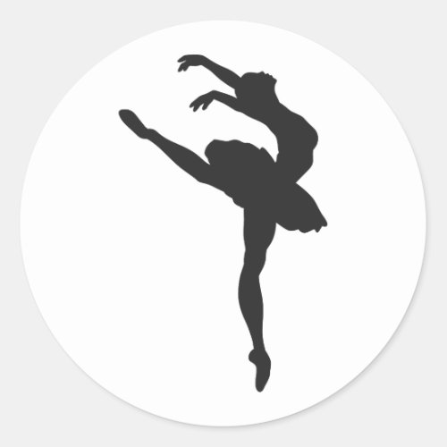 Silhouette of the ballerina classic round sticker