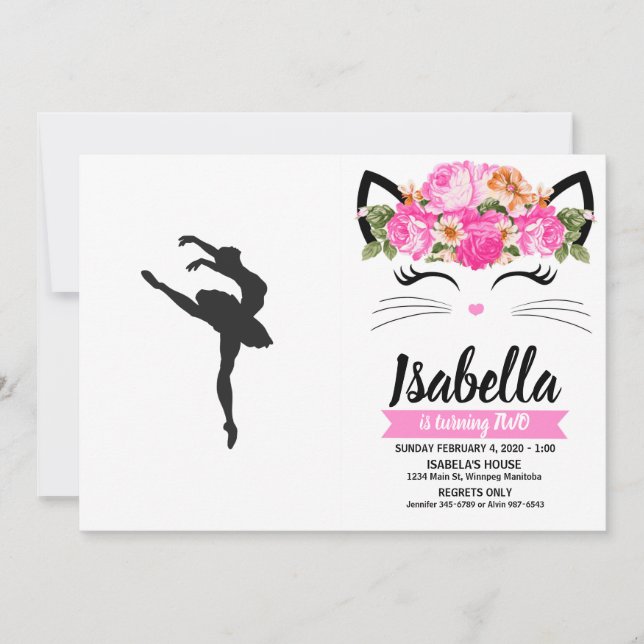 Silhouette of the ballerina invitation (Front)