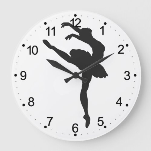 Silhouette of the ballerina large clock
