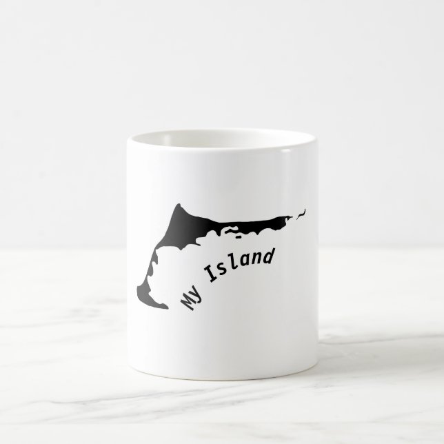 Silhouette of the peninsula Zingst, Darß and Fish Coffee Mug (Center)