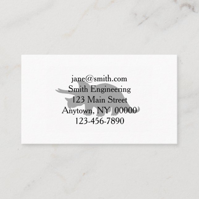 Silhouette of triceratops - Choose backgroun color Business Card (Front)