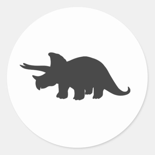 Silhouette of triceratops _ Choose backgroun color Classic Round Sticker