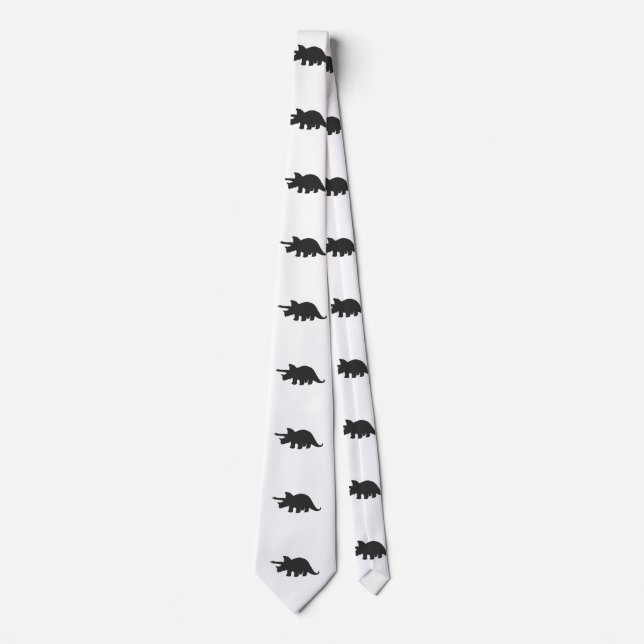 Silhouette of triceratops - Choose backgroun color Neck Tie (Front)