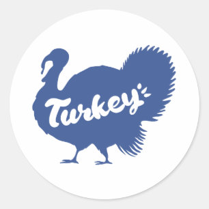 Silhouette of turkey - Choose background color Classic Round Sticker
