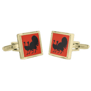 Silhouette of Turkeys Cufflinks